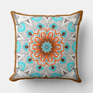 Kwadraatkussen Jimette Design turquoise wit bruin Kussen