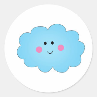 Kwaii cloud ronde sticker