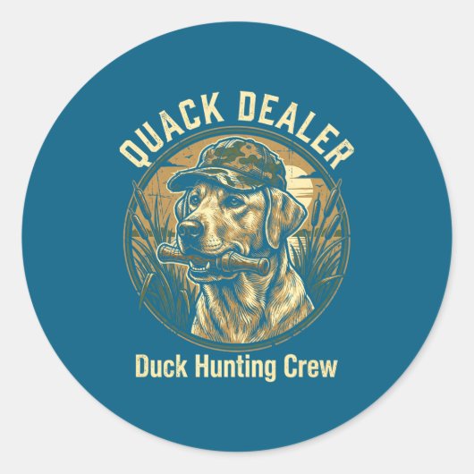 Kwak Er Grappige Eend Jacht Labrador Retriever Hon Ronde Sticker (Voorkant)