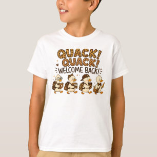 Kwak Kwak Welkom Terug Luipaardprint Eend Onderwij T-shirt