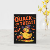 Kwak of snoep leuke rubberen eend Halloween  Kaart (Gele Bloem)