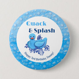 Kwaken en spatten eend 3e verjaardag ronde button 7,6 cm