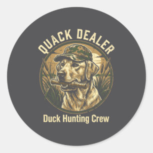 Kwakende grappige eend jagende labrador retriever ronde sticker