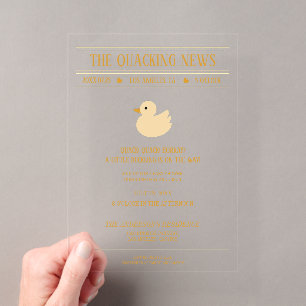 Kwakende Nieuws Eend Baby Shower Uitnodiging Acryl Uitnodigingen