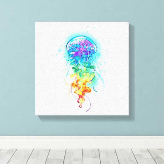 Kwal met regenboogkleuren canvas afdruk (Insitu (Houten vloer))