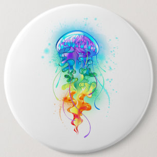Kwal met regenboogkleuren ronde button 6,0 cm