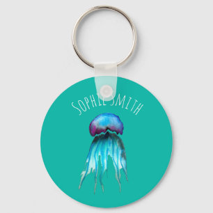 Kwal waterverf kleurrijk modern aquatisch sleutelhanger
