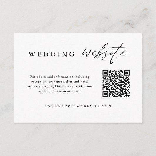 Kwalitatieve wending van kalligrafie QR Code Weddi Informatiekaartje (Voorkant)