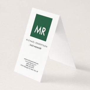 Kwaliteit Groen Wit Monogram Elegant Unique Visitekaartjes