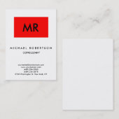 Kwaliteit rood streep wit zwart monogram uniek visitekaartje (Voorkant / Achterkant)