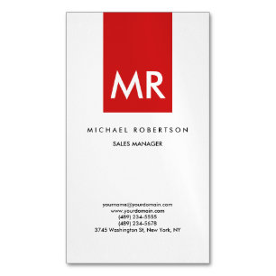 Kwaliteit Rood Wit Monogram Elegant Uniek Magnetisch Visitekaartje