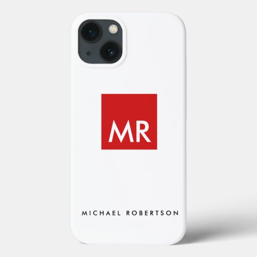 Kwaliteit Rood Witte Monogram Elegant Uniek Case-Mate iPhone Case (Achterkant)