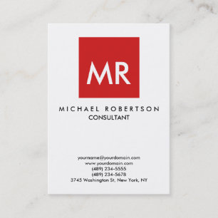 Kwaliteit Rood Witte Monogram Elegant Uniek Visitekaartje