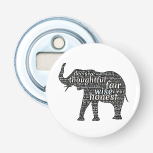 Kwaliteit van een ellephant Word Cloud Button Flesopener