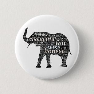 Kwaliteit van een ellephant Word Cloud Ronde Button 5,7 Cm