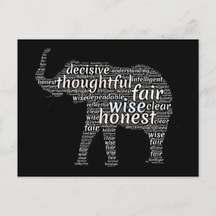 Kwaliteiten van een Olifant Woordwolk Briefkaart