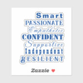Kwaliteiten van Grote Vrouwen Elegant Motivatie Bl Sticker (Vel)