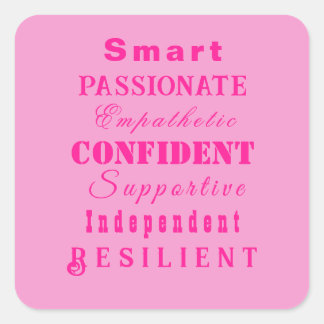Kwaliteiten van Grote Vrouwen Roze Vierkante Sticker
