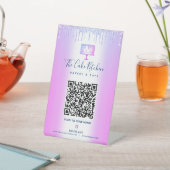 Kwaliteitsborgingslijst QR-code Scanmenu Paarse Ca Reclamebord Met Voetstuk (Insitu)