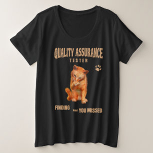 Kwaliteitscontrole Tester Kat Humor Grote Maat T-shirt