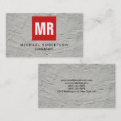 Kwaliteitsgrijs Rood Square monogram uniek Visitekaartje (Voorkant / Achterkant)