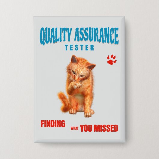 Kwaliteitstester Kattenhumor Button (Voorkant)