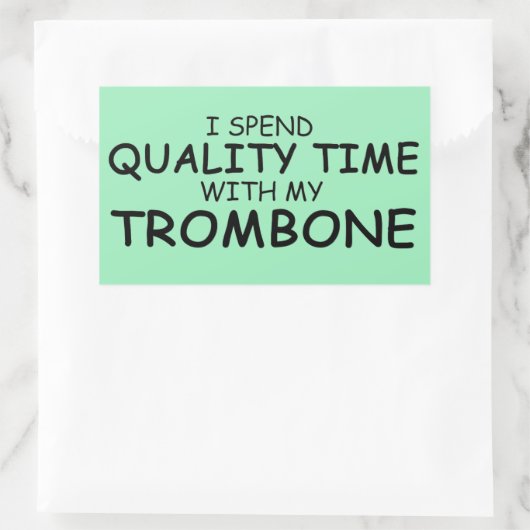 Kwaliteitstijd Trombone Rechthoekige Sticker (Tas)