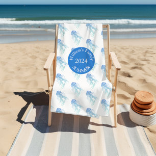 Kwallen Blauw Groen Gepersonaliseerde Strandhanddo Strandlaken