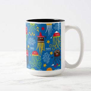 kwallen en inktvissen tweekleurige koffiemok