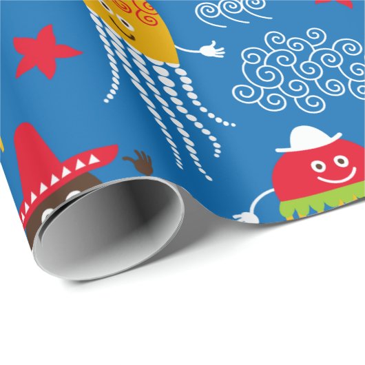 Kwallen en Octopus Cadeaupapier (Rol Hoek)