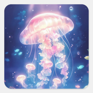 Kwallen Glanzend spook van de oceaan Vierkante Sticker