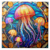 Kwallen Glas in lood art Tegeltje (Voorkant)