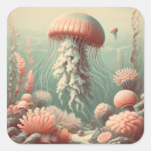  Kwallen Illustratie Antiek Kunst Vierkante Sticker