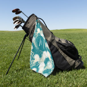 Kwallen in blauwe oceaan Zomerseizoen Monogram Golfhanddoek