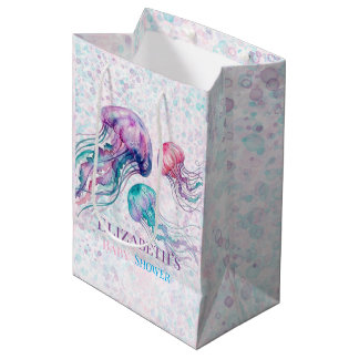 Kwallen in Turquoise en Paars Meisje Baby Shower Medium Cadeauzakje