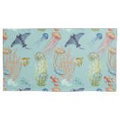 Kwallen koraal en tropische vissen kussensloop (Voorkant-Links)