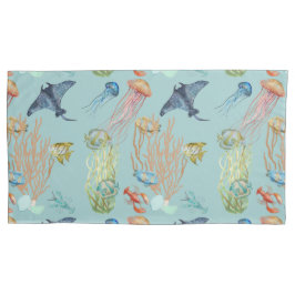 Kwallen koraal en tropische vissen kussensloop