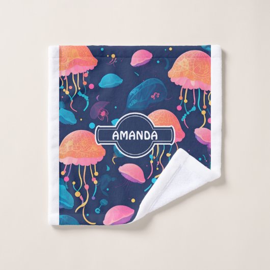 Kwallen Mozaïek Kleurrijk Gepersonaliseerd Patroon Bad Handdoek (Wasdoekje)