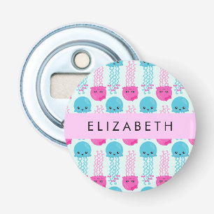 Kwallen Patroon, Leuke kwal, Zee, Jouw naam Button Flesopener