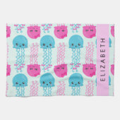 Kwallen Patroon, Leuke kwal, Zee, Jouw naam Theedoek (Horizontaal)