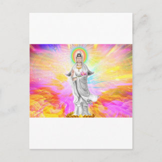 Kwan Yin de godin van compassie met roze Briefkaart