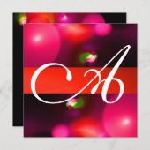 KWANTUM BUBBEL MONOGRAM rood zwart roze Kaart (Voorkant / Achterkant)