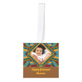 Kwanzaa Aangepast, helder gekleurd diamantpatroon Kubus Ornament (Voorkant)