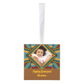 Kwanzaa Aangepast, helder gekleurd diamantpatroon Kubus Ornament (Rechts)