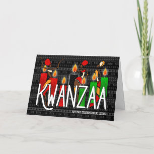 Kwanzaa African American Dancers Kinara Candles Feestdagen Kaart
