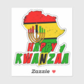 Kwanzaa African Map 7Candles, Kiss Cut Sticker (Vel)