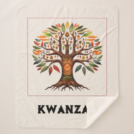 Kwanzaa Afrikaanse Boom Medium Sherpa Deken