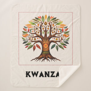 Kwanzaa Afrikaanse Boom Medium Sherpa Deken