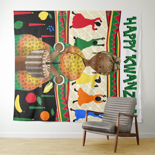 Kwanzaa Afro-Amerikaanse feestdag achtergrond Wandkleed (In Situ (horizontaal))