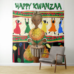 Kwanzaa Afro-Amerikaanse feestdag achtergrond Wandkleed